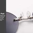 Retro Round Clip On Nose glasses Matrix Morpheus Movie rimless sunglasses men (Silver)