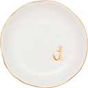 COLLECTIVE HOME - Ceramic Jewelry Tray, Decorative Trinket Dish for Rings Earrings Necklaces Bracelet Watch Keys, Birthday Mother's Day Christmas Gift for Women, 4.75", White Surface (D)