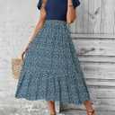 Dokotoo Women's Summer 2025 Maxi Dress Ruffle Short Sleeve Casual Floral Print Long Flowy Dresses (Blue, L)