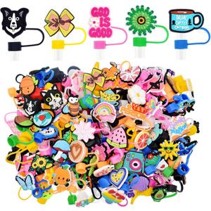 Wholesale 200PCS Random Different Straw Cover For Stanley Cup,No Repeats,Lot Cute Mixed 10MM 0.4in Straw Toppers for Small Business/School Reward/Party Favor