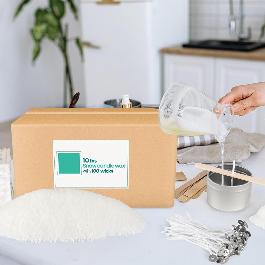 10LB Natural Pearled Candle Making Kit with 100 Cotton Wicks, Reusable and Refillable Pearled Candles for DIY Sand Candle Making