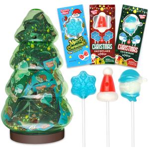 45 Pack Christmas Lollipops  Individually Wrapped  Packed In A Tree Jar Holiday Themed Hat, Snowman, Snowflake Suckers  Strawberry, Tutti Frutti, Blue Raspberry Flavors  Bulk Christmas Candy Use For Stocking Stuffers, Party Favor, Classroom & Office Treats, Goodie Bag Fillers