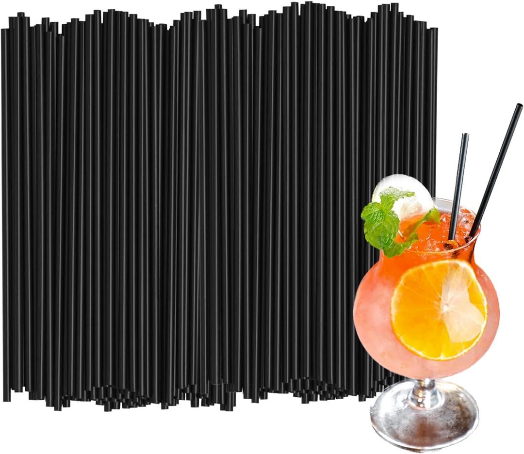 500Pcs Black Disposable Straws8.27 Straight Flat Straw,0.16 Diameter, For Kitchen,Bar,Club,Drinks, Milk, Soda, Party, Whiskey (500, 8.27'')