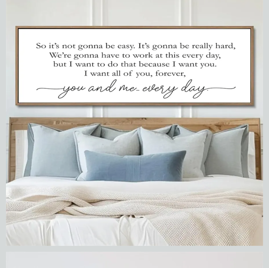 NATVVA You And Me, Every Day Canvas Art Prints Painting Romantic Movie Quote Sign Picture Artwork Home Bedroom Farmhouse Entryway Decoration No Frameb ,Size 31,5"×12"