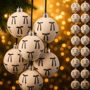 Suncalla 24 Pack Velvet Christmas Ball Ornaments 60mm/ 2.36'' Bow Christmas Tree Decorations Xmas Ornaments for Tree Home Coquette Room Birthday Party Front Door Wedding Holiday Decor (Black)