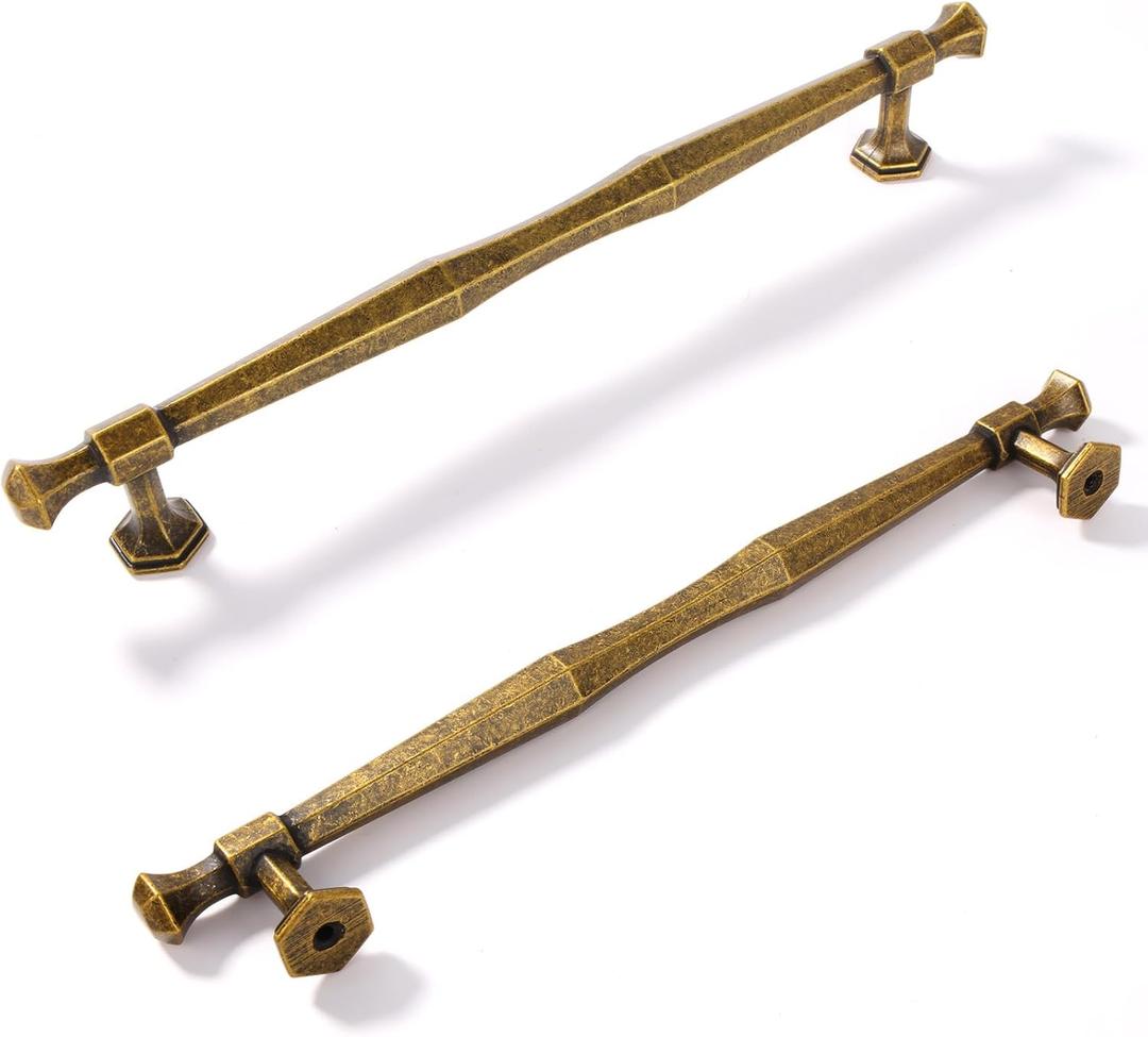 Antique Brass Cabinet Pulls 7-1/2 Inch(192mm) Hole Center,Vintage Retro Zinc Alloy Solid Drawer Pull Dresser Cabinet Handles Hardware for Bedroom, Kitchen 6 Pack 