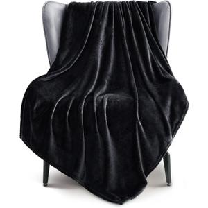 Exclusivo Mezcla Extra Large Fleece Throw Blanket for Couch, Sofa, 300GSM Super Soft and Warm Blankets, Black Throw All Season Use, Cozy, Plush, Lightweight, 50x70 Inches