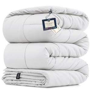 BELADOR Queen Comforter - White Duvet Insert, All-Season Down Alternative, Mid-Plush Lightweight, Box Quilted Siliconized Fiberfill, Oeko-Tex Hotel Comforter