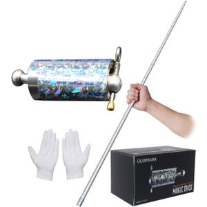 OUERMAMA 150CM Silver Color Magic Appearing Cane Metal Appearing Wand with Video Tutorial Stage Magic Trick