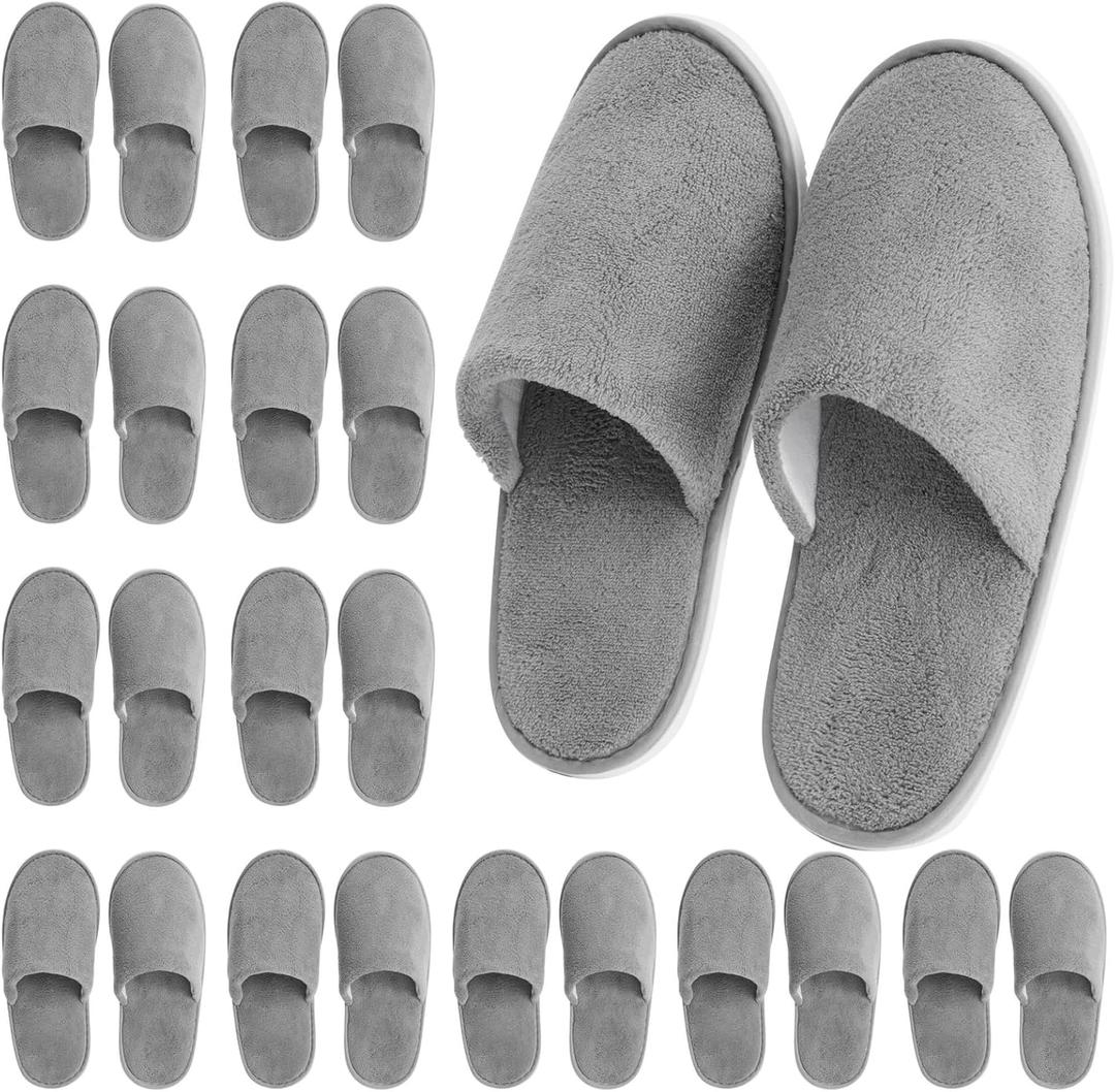 Juvale 12 Pairs Disposable Slippers for Guests, Bulk Pack for Hotel, Spa, Shoeless Home, (US Men Size 11, Women 12) (Grey)