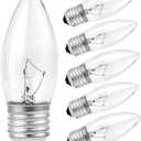 6-Pack 60W Incandescent Chandelier Light Bulbs, E26 Base Clear Torpedo Tip Candle Bulbs, Dimmable Warm White for Dining Room, Ceiling Fan Lighting