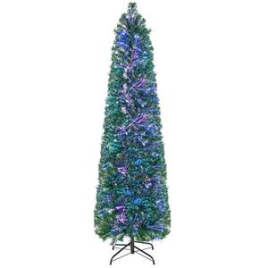 6 FT Pre-Lit Artificial Xmas Tree with Colorful Fiber Optics & 517 PVC Branch Tips