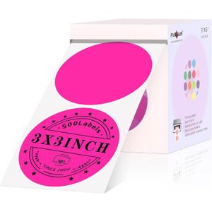 PARLAIM Round Thermal Labels 3 Inch Fluorescent Pink, 500PCS Circle Direct Thermal Printer Sticker for Home Business Bottle DIY Design, QR Code, Name Tag, Moving Box Address Label