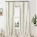 Custom Made Curtains 86 Inches Long for Bedroom 2 Panels Set Unique Faux Linen Blackout Curtain for 84-88 Inch Tall Window Black Out Drapes Living Room Modern Farmhouse Back Tab Rod Pocket Cream Ivory
