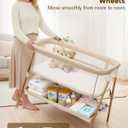 Baby Bassinet, Bedside Bassinet for Baby, Bassinet Bedside Sleeper with Mattress, Storage Basket and 4 Auto-Lock Wheels, Full-Mesh Sides, Bedside Mini Crib for Newborn (Beige)