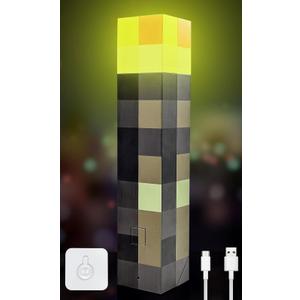 Light-up Wall Torch Lamp, 7-Color Night Light, Rechargeable Night Lamp, Hand Held & Wall Mountable Table Light, Costume Cosplay Nightstand Lamp for Room Decor for Boys, Brown