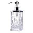 10Oz Clear Glass Soap Dispenser with Silver Pump, Lead-Free Thick-Cut Glass, Countertop Soap Dispensers for Bathroom & Kitchen, Square
