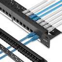 Rapink Patch Panel 24 Port Cat6A with Inline Keystone 10G Support, Pass-Thru Coupler UTP 19-Inch with Removable Back Bar, 1U Network Patch Panel for Cat6a,Cat6, Cat5e, Cat5 Cabling