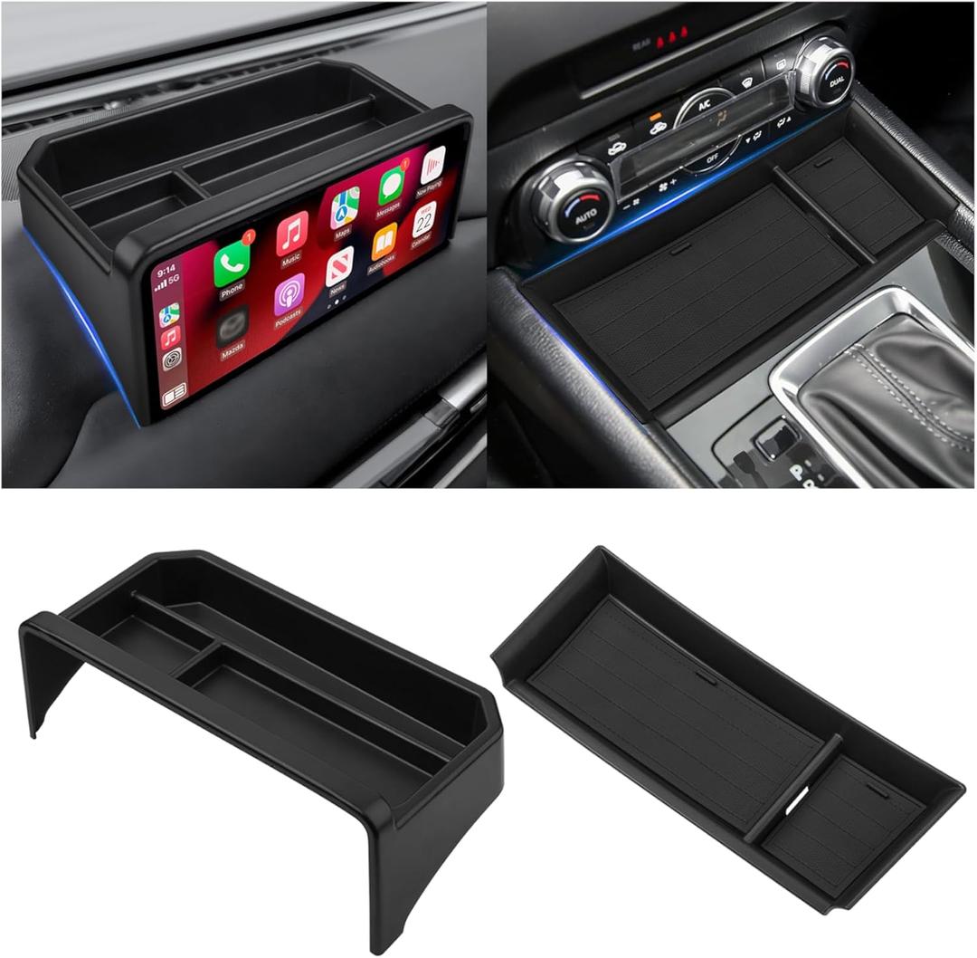 Autorder Center Console Front Organizer & Dashboard Organizer for 2022-2025 2026 Mazda CX5 Accessories,CX-5 Interior Accessories for Storing Sunglasses, Coins and Small Items, ABS Material - 2PCS
