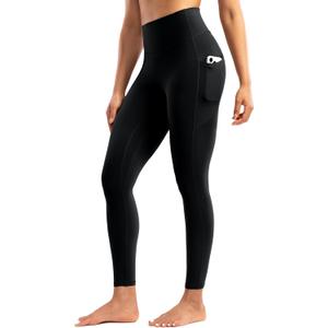 Women's Workout Leggings with Pockets Yoga Pants 25"/28" High Waisted Athletic Tights Soft Gym Lounge Activewear (X-Large, Black)