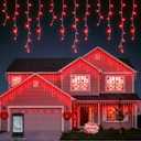 300LED Icicle Lights for Outside,Red Valentine Window Lights,8 Modes Plug in Red Curtain String Lights Waterproof for Valentines Day,Wedding,Party,Bedroom,Home,Wall,Backdrop,Christmas Decor