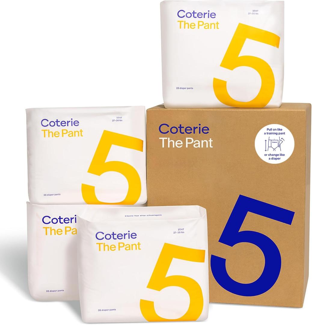 Coterie The Pant, Size 5, Pull Up Style Diapers for Sensitive Skin, Hypoallergenic, Super Absorbent Overnight Leak Protection, 3T/4T (27-38 lbs) 112 Count Coterie The Pant, Size 5, Pull Up Style Diapers for Sensitive Skin, Hypoallergenic, Super Absorbent Overnight Leak Protection, 3T/4T (27-38 lbs) 112 Count