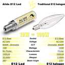 ALIDE E12 100W Dimmable Replacement LED Candelabra Bulbs C7,6000K Daylight Bright Cool White,1000 Lumen T6 E12 10W LED Chandelier Light Bulbs for Ceiling Fan Pendant Lighting Salt Lamp,5 Pack
