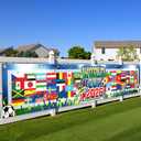 2 x Banner Country Flags of the World 2026 Outdoor Indoor International Decorations Photo Backdrop with Trophy Soccer Ball for Party Porch Yard Sign for Garden Restaurant Bar Home,11820in