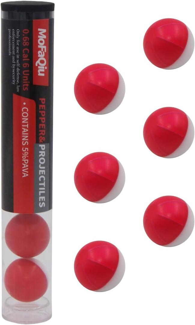 68 Cal 5% PAVA Pepper Balls,Fracture Groove Design,Laser Seamless Welding,Won't Burst in The Magazine,nanometer Powder Ultrafine, Diffusion Radius Increased by 80%, Pepper Balls