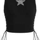 SOLY HUX Women's Tank Tops Y2K Sleeveless Ribbed Star Crop Tank Top Summer Going Out Tops M