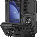 Phone Case for Samsung Galaxy Z Fold 6 with S Pen Holder & Hinge Protection for Samsung Z Fold 6 Case with Stand Ring & Slide Camera Cover, Heavy Duty Military Grade Protective (Black)