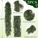 Real Touch Christmas Cedar Garland -5ft Artificial Garlands Faux Cedar Fake Pine Needles Garland for Fireplace,Table,Window,Stairs,Mante,Holiday Indoor Outdoor Xmas Decor(2PCS)