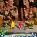 Bigmeta Hawaiian Party Decorations Lights - 4 Shapes Flamingo Cacti Pineapple Palm Tree Mini LED Sign Lamps for Summer Beach Tropical Party Decor Supplies