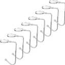 Komotu Christmas Stocking Holder for Mantle - 8 Pack Non-Slip Stocking Mantel Holders Hooks Hanger for Christmas Xmas Fireplace and Party Decoration (Silver)