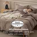 Bedsure 100% Washed Cotton Duvet Cover Queen Size - Light Brown Minimalist Bedding Set Linen Like - PureWoven Plain Simple & Soft Comforter Cover 3-Piece, 3 Pieces (Light Brown, Queen, 90"x90")