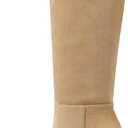 Mattiventon Knee High Boots 2025 Fall Chunky Round Toe Womens Comfortable Trendy Suede Long Dress Boots (9, Apricot)