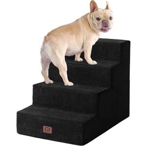 EHEYCIGA Dog Stairs for Bed 18" H, 4-Step Dog Steps for High Bed, Pet Steps for Small Dogs and Cats, Non-Slip Balanced Pet Ramp Indoor, Black