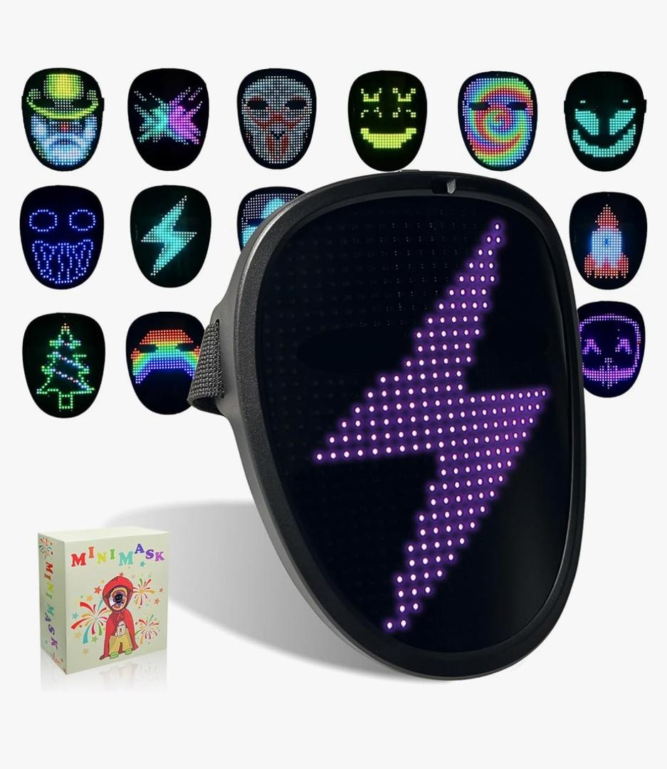 Led Mask with Gesture Sensing,Light up mask for Kids/Men/Women LED Halloween Mask for Costume Cosplay Party