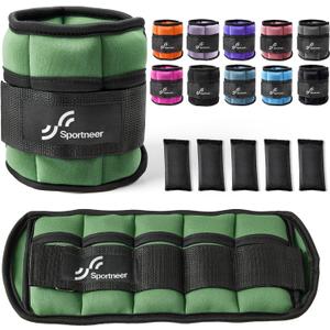 Sportneer Adjustable Ankle Weights 1 Pair 2 4 6 8 10 Lbs Leg Weight Straps for Women Men, Weighted Ankle Weights Set for Gym,Fitness, Workout,Walking, Jogging,1-5 lbs Each Ankle, 1 Pair 2-10 lbs (Olive)