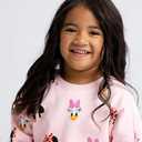 MONICA + ANDY Sporty Sweatsuit, Size 9-12 Months, Minnie and Friends on Pink, 100% Organic Baby Clothes for Girls, Sustainable Super Soft Cotton, Sizes for Kids, Toddler, & Infant