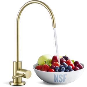 Drinking Water Faucet for Kitchen Sink, Gold Kitchen Water Filter Faucet Stainless Steel for Reverse Osmosis or Water Filtration System Beverage Non-Air Gap RO Faucet Gold Finish