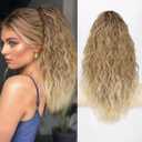 Lommel Ponytail Extension, Claw Clip Ponytail Extension for Women Long Wavy Pony Tails Hair Extensions Natural Synthetic 20 Inch Clip in Ponytail Hairpiece for Daily Use(Ombre Light Brown Mix Blonde)