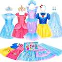 Jeowoqao Princess Dress Up Princess Dress for Girls, Dress up Clothes Little Girl Princess Pretent Play Costume Christmas Birthday Gift for Toddler Girls Age 3 4 5 6 Years