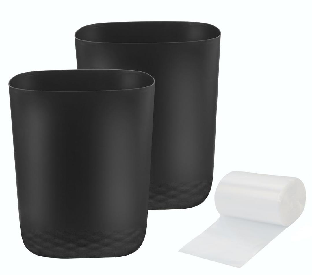 Small Trash Can with 60 Count of Trash Bags,2.5 Gallon Wastebasket Recycling Bin Trash Can for Bathroom Bedroom Office Kitchen (2, Black)