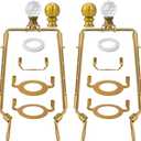 8 9 10 11 inch Lamp Shade Harp Holder, 2 Set Antique Gold Adjustable Height Harp Kit with Crystal & Metal Finial, DIY Replacement Repair Lampshade Bracket E14 E26 E27 Base Table Floor Light