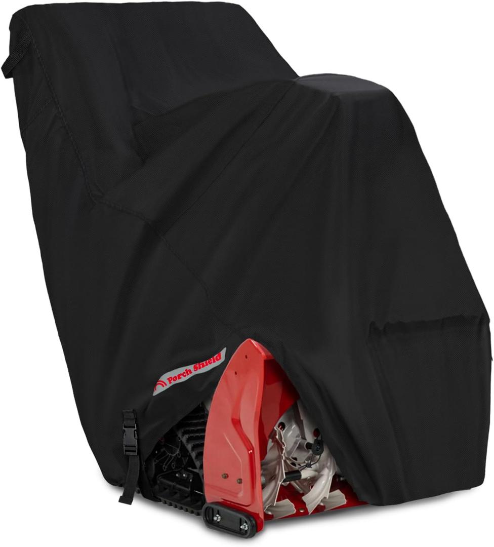 Porch Shield Snow Blower Cover Outdoor Snowblower Cover Waterproof Heavy Duty for Most Two Stage Snow Thrower 50''L x 30" W x 43" H Black
