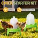 Chicken Feeder and Waterer Set,1.5L Chick Waterer and 1.5kg Chick Feeder with 3 Adjustable High-Legged Chassis, Baby Chick Starter Kit for Ducks/Quail