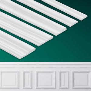 Coengwui Peel and Stick Wall Molding, Chair Rail Wainscoting Panel, Finish Trim for Home Decoration (Paintable White, 19.6ft x 1.6in)