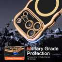 BENTOBEN Magnetic for iPhone 17 Pro Max Case 6.9" 2025, Cute Luxury Curly Wavy Bumper [Compatible with Magsafe] [Full Camera Protection] Slim Shockproof Protective Girls Women Phone Cover, Black/Gold