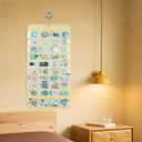 PACMAXI Hanging Sticker Display Organizer, Double-Sided 80 Pocket Sticker Storage, Portable Wall-Hanging Sticker Holder for Vendors, Collectors, and Crafters (Beige)